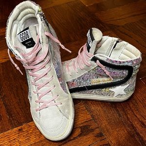 Golden Goose multicolor rainbow sequin slide